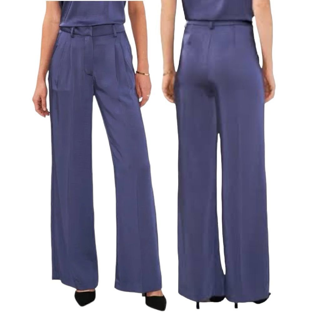 Vince Camuto Women’s Pleated Satin Wide Leg Pants in the Size 14 in Dusk Color